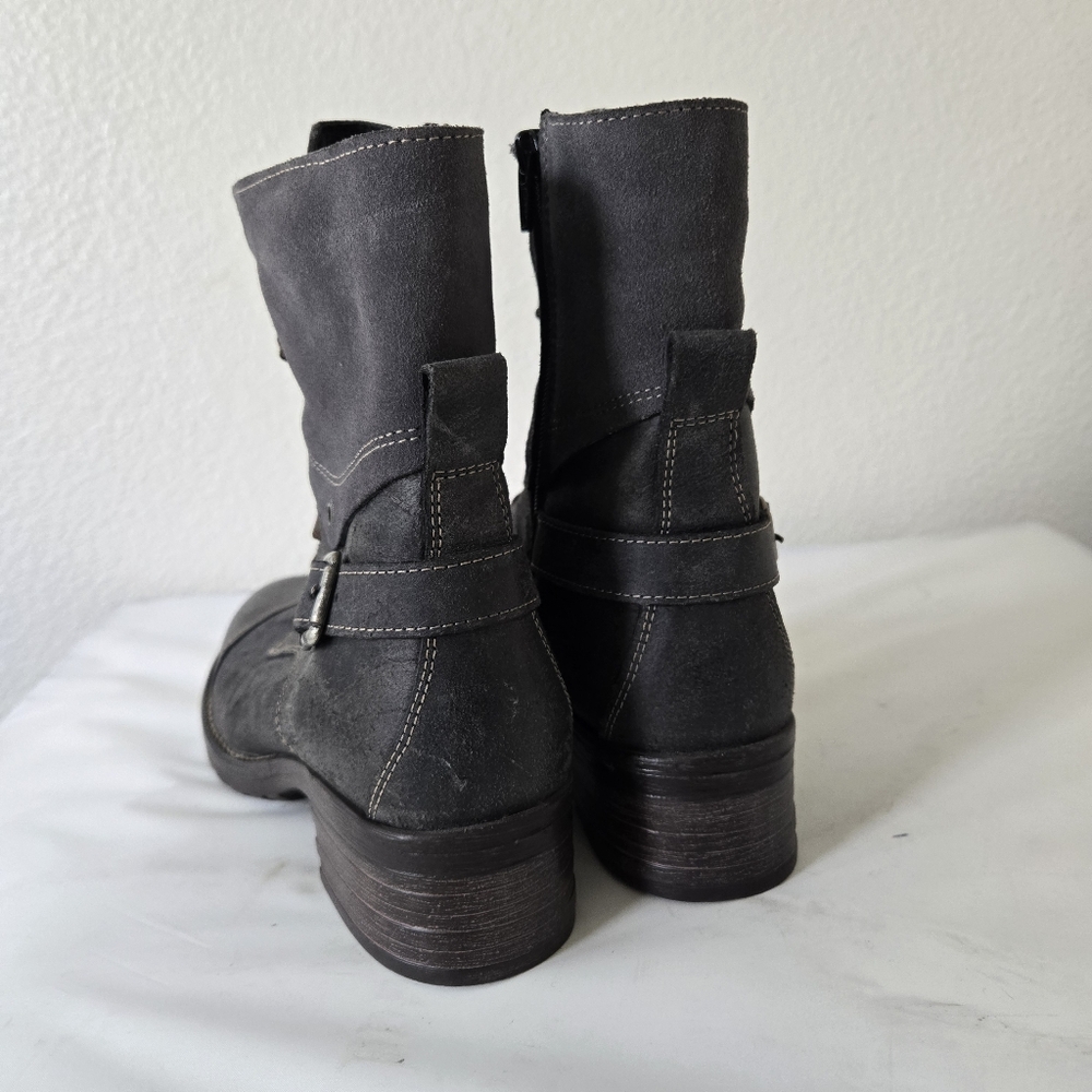 Taos Crave Boots Gray Leather Suede Lace-up Combat Moto Size 41 or US 10 / 10.5 - Picture 8 of 16